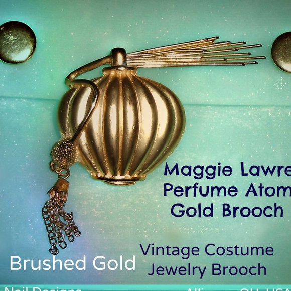 80's Atomizer Brushed Gold Brooch Maggie Lawrence - Picture 10 of 13
